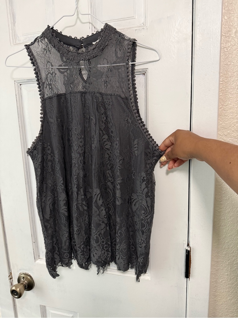 Sleeveless Black Lace High-Neck Top